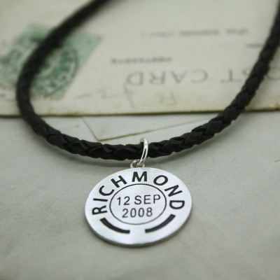 Mens Personalised Place And Date Pendant - All Birthstone™