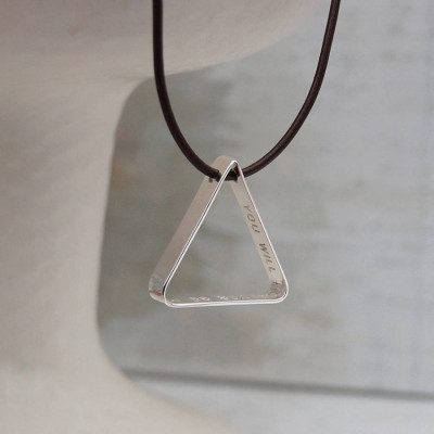 Mens Secret Message Silver Triangle Necklace - All Birthstone™