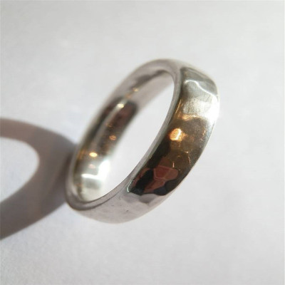 Mens Silver Hammered Ring - All Birthstone™