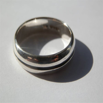 Mens Silver Oxidized Band Ring - All Birthstone™