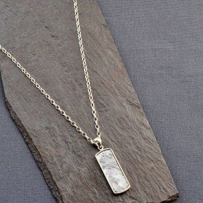 Meteorite And Silver Rectangular Necklace - All Birthstone™