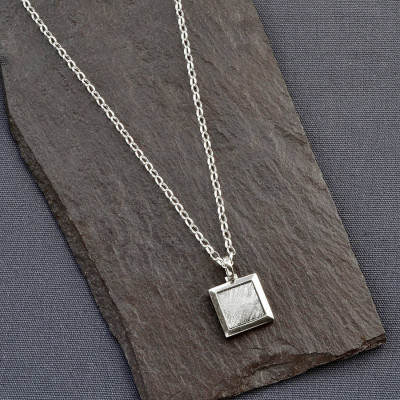 Meteorite And Silver Square Necklace - All Birthstone™