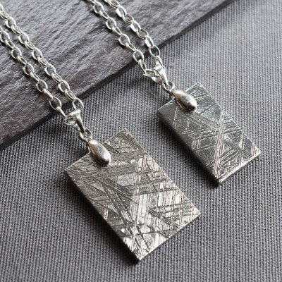 Meteorite And Silver Tag Necklace - All Birthstone™