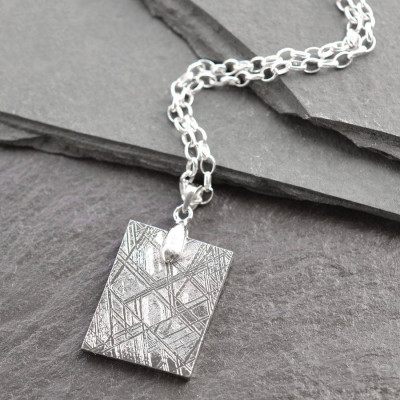 Meteorite And Silver Tag Necklace - All Birthstone™