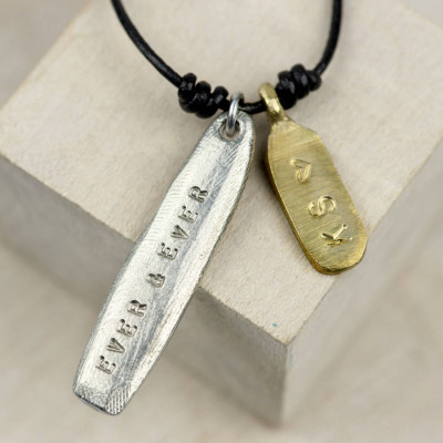 Personalised Mixed Metal Tag Necklace - All Birthstone™