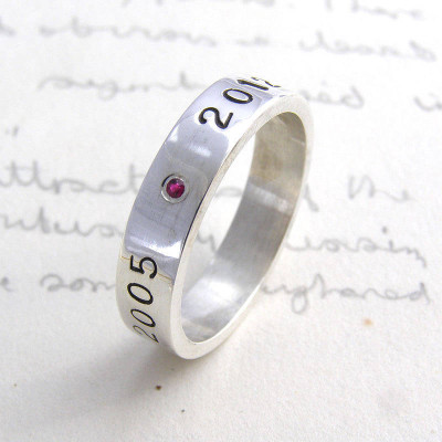 Silver Personalised Ring For Couple - All Birthstone™
