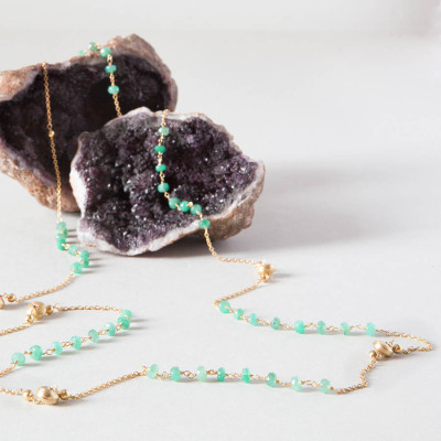 Pearls And Gold Beads Long Layering Chain Necklace - All Birthstone™