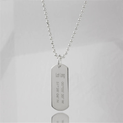 Personalised Coordinates Dog Tag Necklace - All Birthstone™