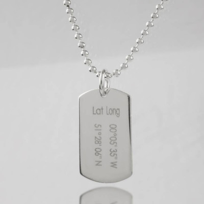 Personalised Coordinates Dog Tag Necklace - All Birthstone™