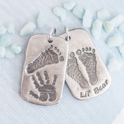 Personalised Handprint Footprint Dog Tag - All Birthstone™