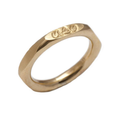 Personalised Hexagonal 18ct Gold Ring - All Birthstone™