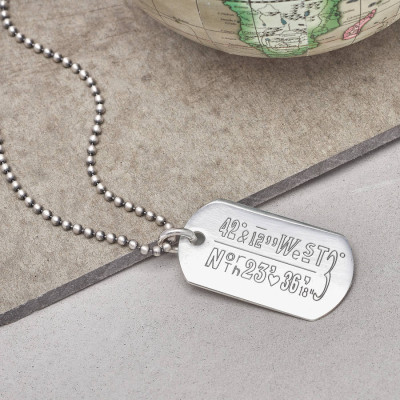 Personalised Location Coordinates Silver Necklace - All Birthstone™