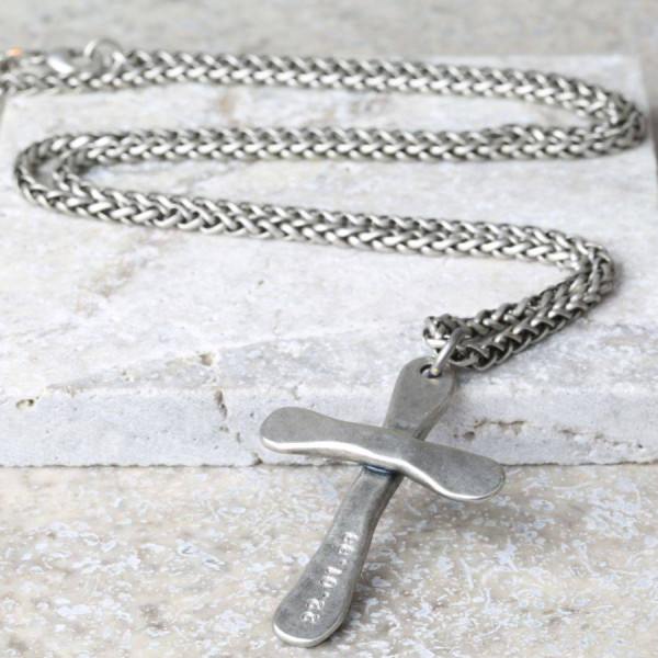 Personalised Mens Antique Cross Necklace - All Birthstone™