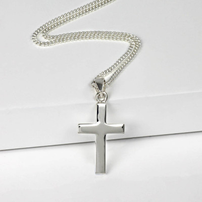 Personalised Mens Silver Cross Pendant - All Birthstone™