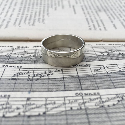 Personalised Mountain Landscape Skyline Ring - All Birthstone™