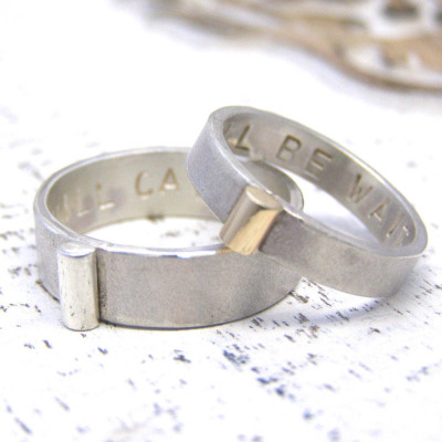 Personalised Silver And Gold His And Hers Rings - All Birthstone™