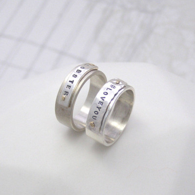 Personalised Silver And Gold Rivet Rings - All Birthstone™