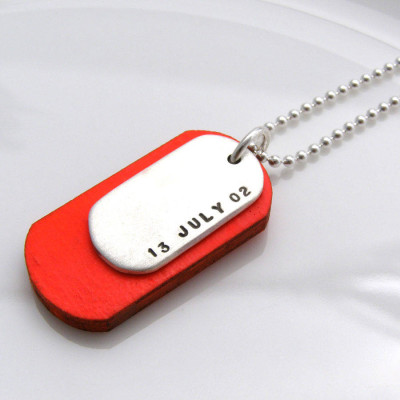 Personalised Silver And Wood Dog Tags - All Birthstone™