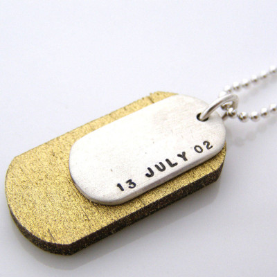 Personalised Silver And Wood Dog Tags - All Birthstone™