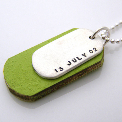 Personalised Silver And Wood Dog Tags - All Birthstone™