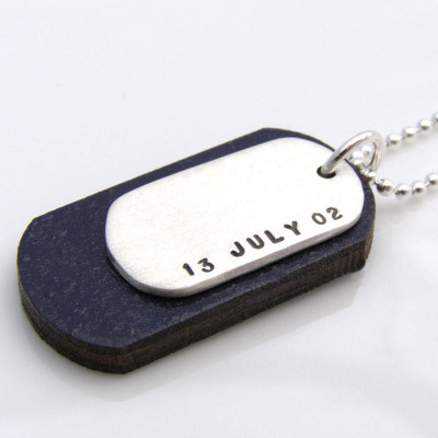 Personalised Silver And Wood Dog Tags - All Birthstone™