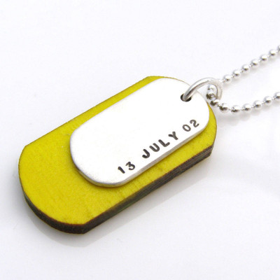 Personalised Silver And Wood Dog Tags - All Birthstone™