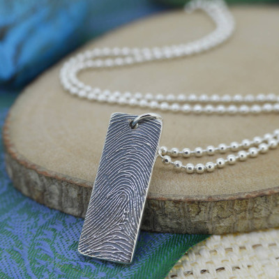 Personalised Silver Ink Fingerprint Necklace - All Birthstone™