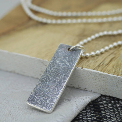 Personalised Silver Ink Fingerprint Necklace - All Birthstone™