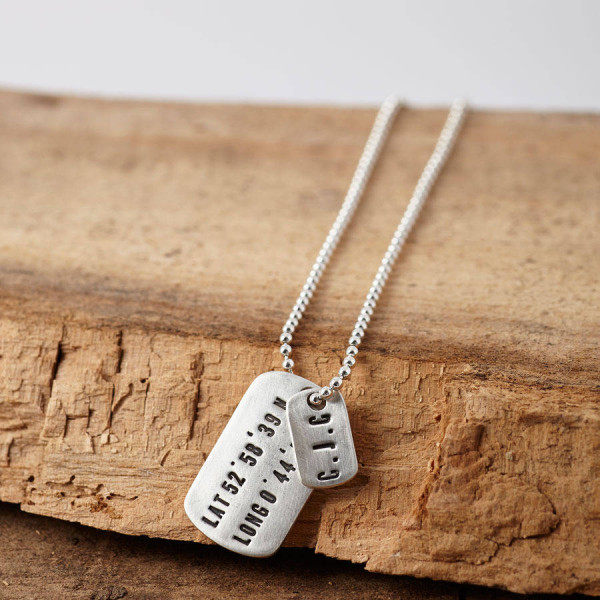 Personalised Silver Location Dog Tag Necklace - All Birthstone™