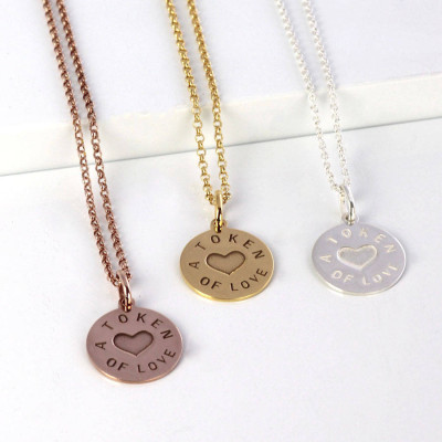 Personalised Silver And Gold Love Token Pendant - All Birthstone™