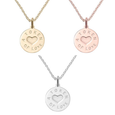 Personalised Silver And Gold Love Token Pendant - All Birthstone™