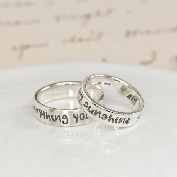Personalised Silver Script Ring - All Birthstone™