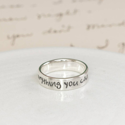 Personalised Silver Script Ring - All Birthstone™
