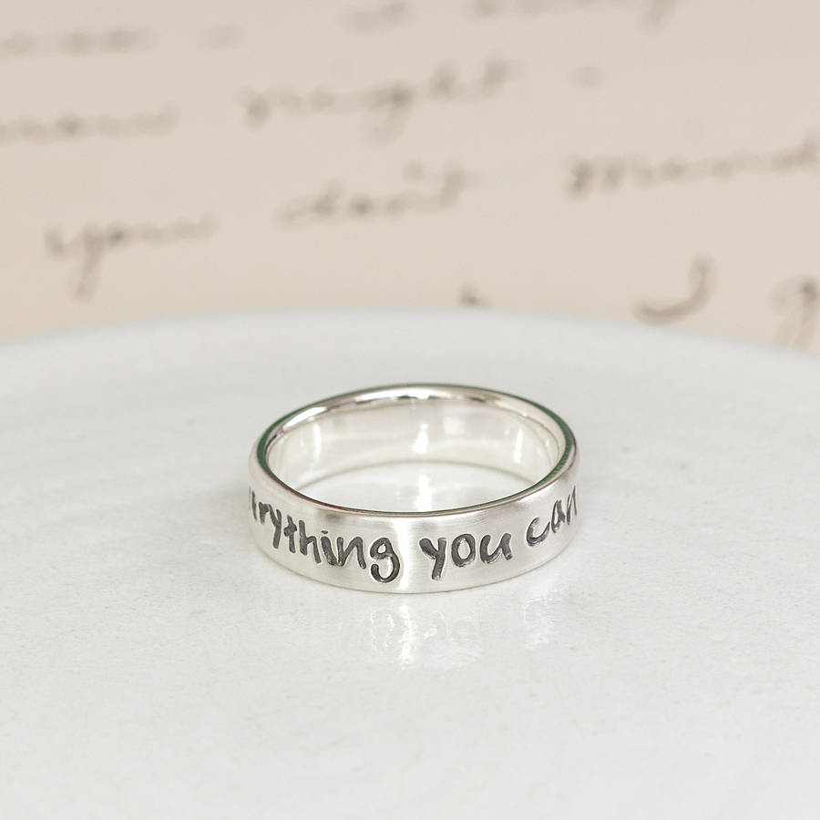 Personalised Silver Script Ring - All Birthstone™