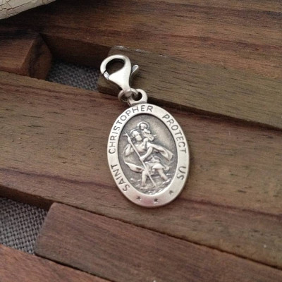 Personalised Silver St Christopher Charm - All Birthstone™