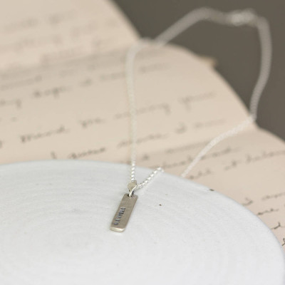 Personalised Sterling Silver Tag Necklace - All Birthstone™