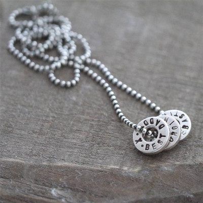 Personalised Silver Washer Necklace - All Birthstone™