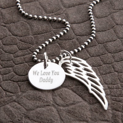 Personalised Sterling Silver Wing And Disc Pendant - All Birthstone™