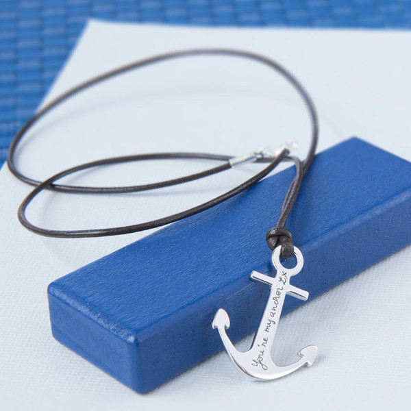 Mens Personalised Sterling Silver Anchor Necklace - All Birthstone™