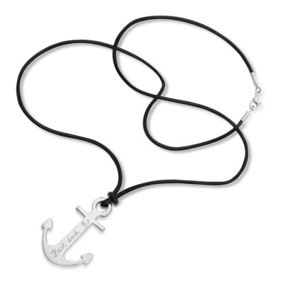 Mens Personalised Sterling Silver Anchor Necklace - All Birthstone™