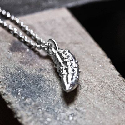 Silver Handcrafted Pickled Gherkin Necklace - All Birthstone™