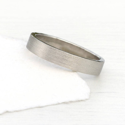 18ct White Gold Wedding Ring With Spun Silk Finish - All Birthstone™