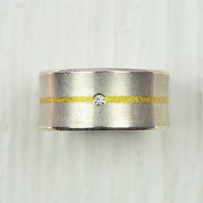 Silver And Fused Gold Diamond Ring - All Birthstone™