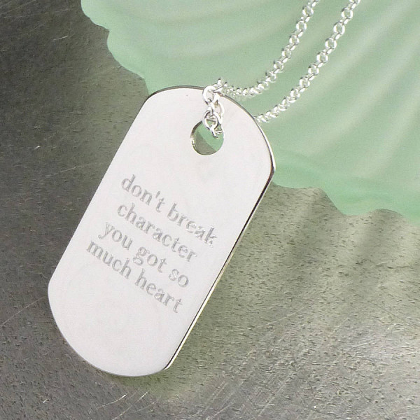 Personalised Silver Dog Tag Pendant - All Birthstone™