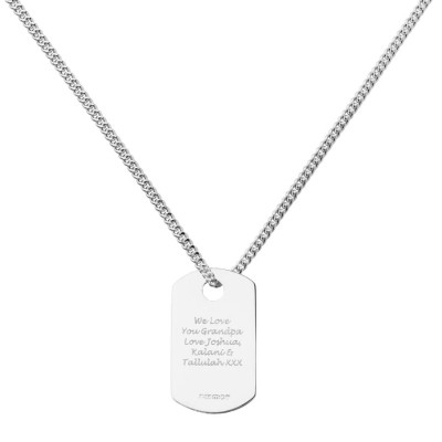 Personalised Silver Dog Tag Pendant - All Birthstone™