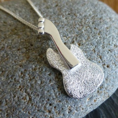 Silver Guitar Pendant And Chain - All Birthstone™