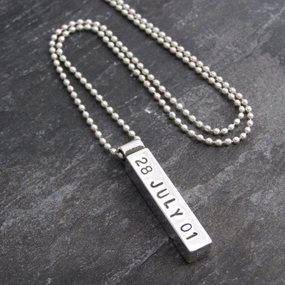 Silver Mens Chunky Personalised Pendant - All Birthstone™
