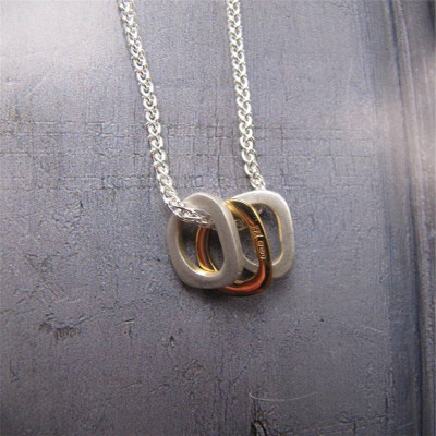 Silver Ovals Necklace With Gold - All Birthstone™