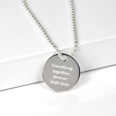 Personalised Silver Round Dog Tag Pendant - All Birthstone™