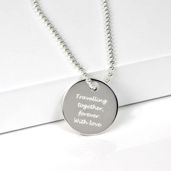 Personalised Silver Round Dog Tag Pendant - All Birthstone™